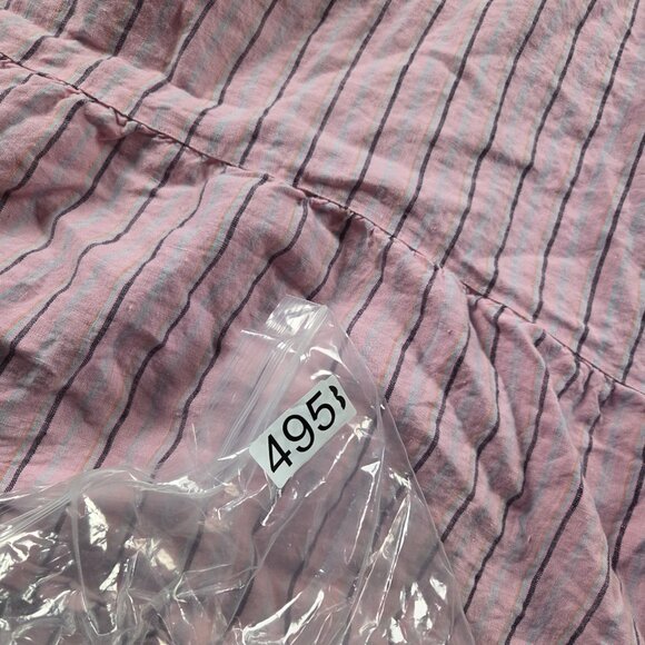 J.Jill Tiered Dress Womens 1X Pink Love Linen Striped Button Up Mark* - Picture 7 of 7